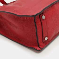 Dkny Red Leather Logo Embossed Tote