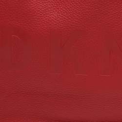 Dkny Red Leather Logo Embossed Tote