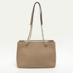 DKNY Beige Leather Bryant Park Chain Tote