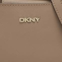 Pre Owned Dkny Taupe Leather Crossbody Bag