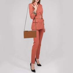 Pre Owned Dkny Brown Leather Crossbody Bag