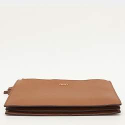 Pre Owned Dkny Brown Leather Crossbody Bag
