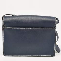 Pre Owned DKNY Navy Blue Saffiano Leather Envelope Flap Shoulder Bag