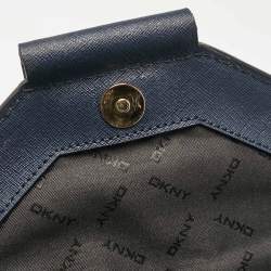 Pre Owned DKNY Navy Blue Saffiano Leather Envelope Flap Shoulder Bag