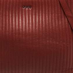 Pre Owned DKNY Brick Red Leather Pinstripe Gansevoort Tote