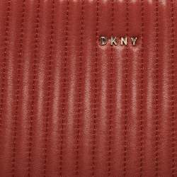 Pre Owned DKNY Brick Red Leather Pinstripe Gansevoort Tote