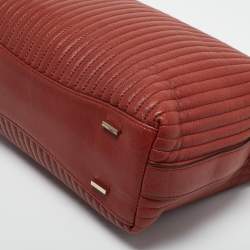 Pre Owned DKNY Brick Red Leather Pinstripe Gansevoort Tote