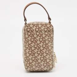 Dkny Brown/Beige Signature Coated Canvas and Leather Steffy Crossbody Bag