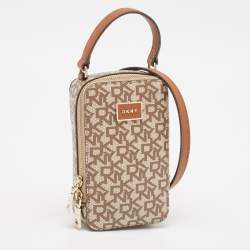 Dkny Brown/Beige Signature Coated Canvas and Leather Steffy Crossbody Bag