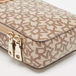 Dkny Brown/Beige Signature Coated Canvas and Leather Steffy Crossbody Bag