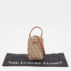 Dkny Brown/Beige Signature Coated Canvas and Leather Steffy Crossbody Bag