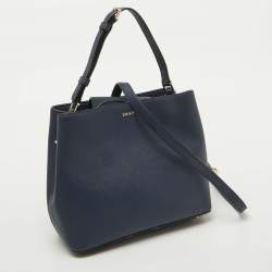 DKNY Navy Blue Saffiano Leather Bryant Park Bucket Bag
