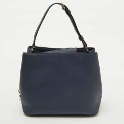 DKNY Navy Blue Saffiano Leather Bryant Park Bucket Bag
