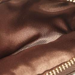 DKNY Beige/Brown Signature Canvas Kisslock Frame Coin Purse