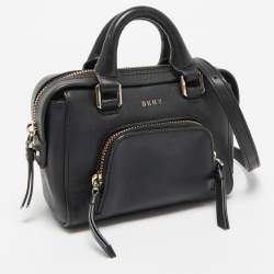 Dkny Black Leather Mini Front Pocket Crossbody Bag