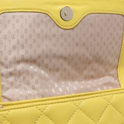Pre Owned Dkny Yellow Quilted Leather Flap Shoulder Bag