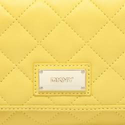 Pre Owned Dkny Yellow Quilted Leather Flap Shoulder Bag