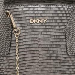 DKNY Grey Lizard Embossed Leather Satchel
