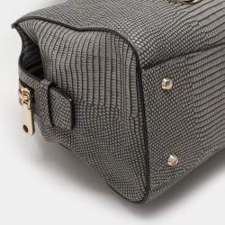 DKNY Grey Lizard Embossed Leather Satchel