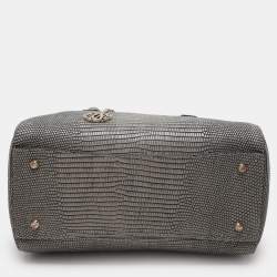 DKNY Grey Lizard Embossed Leather Satchel