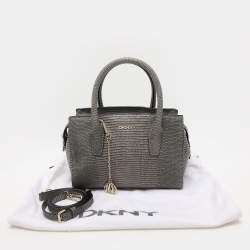 DKNY Grey Lizard Embossed Leather Satchel