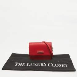 Dkny Red Leather Mini Flap Crossbody Bag