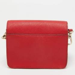 Dkny Red Leather Mini Flap Crossbody Bag
