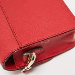 Dkny Red Leather Mini Flap Crossbody Bag