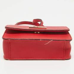 Dkny Red Leather Mini Flap Crossbody Bag