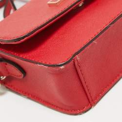 Dkny Red Leather Mini Flap Crossbody Bag