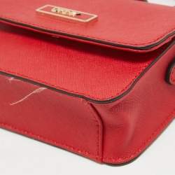 Dkny Red Leather Mini Flap Crossbody Bag