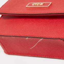 Dkny Red Leather Mini Flap Crossbody Bag