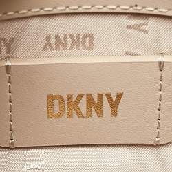Pre Owned DKNY Taupe Signature Coated Canvas and Leather Satchel
