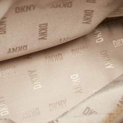 Pre Owned DKNY Taupe Signature Coated Canvas and Leather Satchel