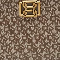 Pre Owned DKNY Taupe Signature Coated Canvas and Leather Satchel