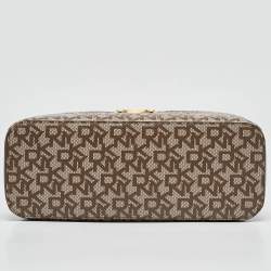 Pre Owned DKNY Taupe Signature Coated Canvas and Leather Satchel