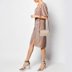 Dkny Beige/Red Signature Coated Canvas and Leather Crossbody Bag