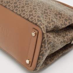 Pre Owned DKNY Brown Signature Coated Canvas Satchel