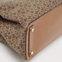 Pre Owned DKNY Brown Signature Coated Canvas Satchel
