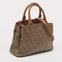 Pre Owned DKNY Brown Signature Coated Canvas Satchel