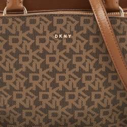 Pre Owned DKNY Brown Signature Coated Canvas Satchel