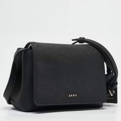 Dkny Black Leather Flap Crossbody Bag