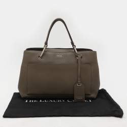 Dkny Khaki Green Leather Tote