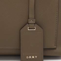 Dkny Khaki Green Leather Tote