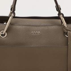 Dkny Khaki Green Leather Tote