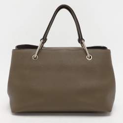 Dkny Khaki Green Leather Tote