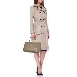 Dkny Khaki Green Leather Tote