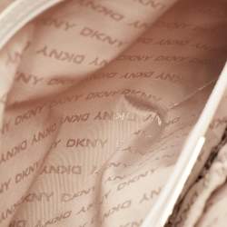 DKNY Cream/Beige Signature Canvas and Leather Dome Satchel