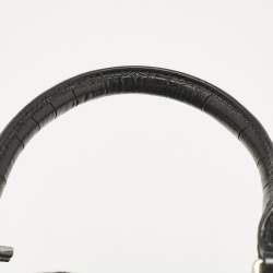 DKNY Black Croc Embossed Leather Logo Satchel