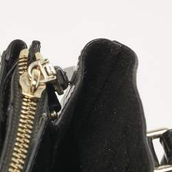 DKNY Black Croc Embossed Leather Logo Satchel